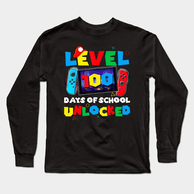 Controller Game s Level 100 Days Of School Unlocked Boys Long Sleeve T-Shirt by Daysy1